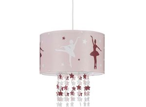 4052025228477 - Relaxdays - Hängelampe für Mädchen Kinderlampe m Ballerina Motiv Pendelleuchte m Stern-Mobile f Kinderzimmer rosa