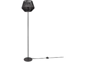 4251393981582 - Stehlampe Modern Wohnzimmer Schlafzimmer Rattan Optik Boho Korb Stehleuchte E27 Einbeinig Schwarz Schwarz (Ø33 cm) - Paco Home