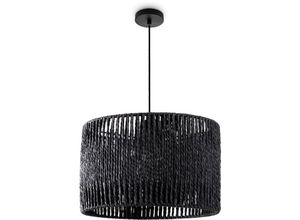 4061981116513 - Pacohome - Paco Home Pendelleuchte Esstisch Papier Boho Hängelampe Esszimmer Lampe E27 Rattan Pendelleuchte - Schwarz Schwarz (Ø32cm)