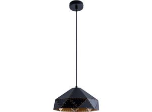 4066153006869 - Pacohome - Paco Home Pendelleuchte Hängelampe Esszimmer Esstischlampe Steampunk Lampe Textilkabel E27 ohne Leuchtmittel Schwarz-Gold