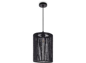 4061981192562 - Pacohome - Paco Home Pendelleuchte Esstisch Papier Boho Hängelampe Esszimmer Lampe E27 Rattan Pendelleuchte - Schwarz Schwarz (Ø25cm)