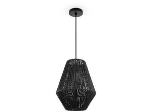 4061981179518 - Paco Home Pendelleuchte Esstisch Hängelampe Esszimmer Lampe E27 Papier Boho Rattan Pendelleuchte - Schwarz Schwarz (Ø30cm)