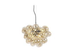 8718881107955 - Qazqa - Art Deco Hängelampe schwarz mit Glas 8-Licht - Uvas - Gold Messing