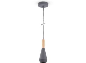 4061981193606 - Pacohome - Paco Home Pendelleuchte Esstisch Lampe Küche Wohnzimmer Lampenschirm Stahl Holz GU10 Grau Ø9cm