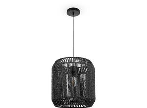 4061981184444 - Pacohome - Paco Home Pendelleuchte Esstisch Hängelampe Esszimmer Lampe E27 Papier Boho Rattan Pendelleuchte - Schwarz Schwarz (Ø28cm)