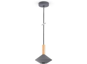 4061981193576 - Pacohome - Paco Home Pendelleuchte Esstisch Lampe Küche Wohnzimmer Lampenschirm Stahl Holz GU10 Grau Ø17cm