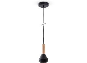 4061981193613 - Pacohome - Paco Home Pendelleuchte Esstisch Lampe Küche Wohnzimmer Lampenschirm Stahl Holz GU10 Schwarz Ø10cm