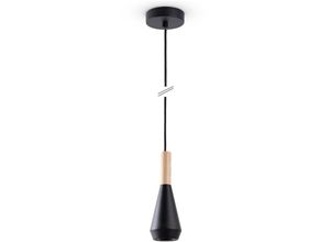 4061981193583 - Pacohome - Paco Home Pendelleuchte Esstisch Lampe Küche Wohnzimmer Lampenschirm Stahl Holz GU10 Schwarz Ø9cm