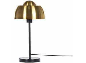 4251682279109 - Beliani - Tischlampe Gold   Schwarz aus Metall 44 cm runder Schirm Kabel mit Schalter Industrie Look Modernes Design - Schwarz