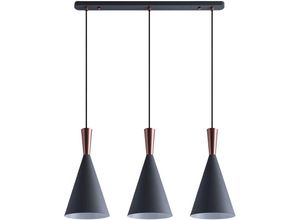 4066153013812 - Pacohome - Paco Home Pendelleuchte Hängelampe Esszimmer Esstischlampe 15m Textilkabel KürzbarØ185cm Grau-Kupfer 3-flammig