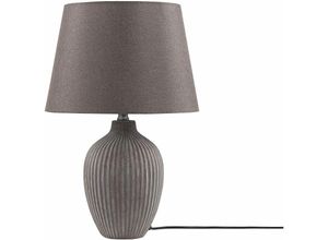 4251682280976 - Beliani - Tischlampe Braun Keramik 52 cm Stoffschirm Kegelform Lampenfuß Vasenform Kabel mit Schalter Retro-Stil Schlafzimmer Wohnzimmer Flur Diele