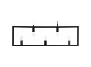 4260586358230 - Beliani - Hängeleuchte Schwarz Metall 5-Flammig Glühbirnen-Optik Rechteckig Geometrisch Industrieller Stil Wohnzimmer Esszimmer - Schwarz