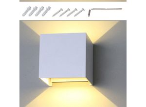 0726503428720 - LED Wandleuchte Wandleuchten IP65 Wohnzimmer Flurlampe Treppen Wandlampe Außen Deko 7W Weiß Warmweiß - Weiß