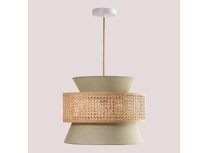 8435507952934 - Sklum - Deckenlampe aus Rattan Yereh Polyester - Rattan Grün Olive - Grün Olive