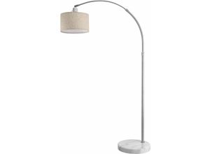 4251776910291 - Bogenlampe Stoffschirm Marmorfuß 150-175 cm Höhenverstellbar E27 Wohnzimmer Schlafzimmer Stehlampe Standleuchte Leinen - Monzana