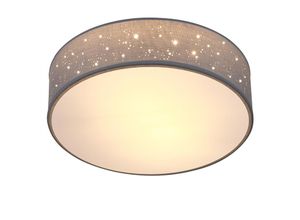 4251776910659 - Monzana - Deckenlampe Sternenhimmel Stoff Rund E27 Deckenleuchte Stoffdeckenleuchte Stoffdeckenlampe Schlafzimmer Wohnzimmer 30cm Grau