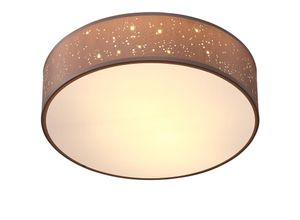 4251776910703 - Monzana - Deckenlampe Sternenhimmel Stoff Rund E27 Deckenleuchte Stoffdeckenleuchte Stoffdeckenlampe Schlafzimmer Wohnzimmer 38cm Taupe