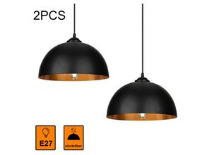 0962061816054 - Hengda - Pendelleuchte Lampenschirm 2er Set Pendellampe Industrielle Vintage Metall E27 Hängelampe 60W Hängeleuchte Deckenlampe ø 30cm - schwarz