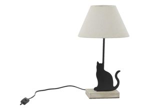 3238920825794 - Aubry Gaspard - Lampe Katze aus schwarzem Metall und Holz