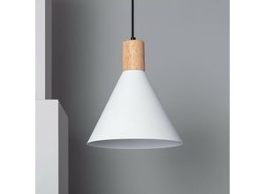 8445044034888 - Ledkia - Hängeleuchte aus Metall und Holz Arbat Weiß250 mm