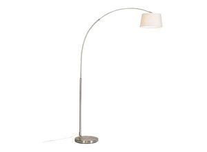 8718881036705 - Qazqa - Moderne Bogenlampe aus Stahl mit weißem Stoffschirm - Arc Basic - Weiß