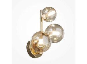 4099776023982 - Dallas Moderne 3-flammige Wandleuchte Gold Cognac-Schirm G9 - Maytoni