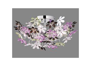 4260647052756 - Meinewunschleuchte - Verspielte led Deckenleuchte Ø51cm im floralen Design - Chrom Multicolor