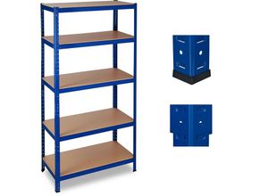 4052025267513 - Relaxdays Schwerlastregal Traglast 1325 kg 5 Ebenen zum Stecken Keller Garage Stahl HxBxT 180 x 90 x 45 cm blau