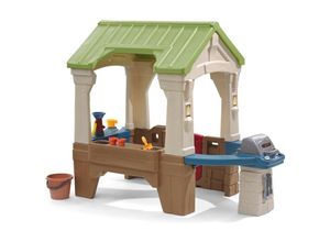 Image of Great Outdoors Spielhaus xxl Kunststoff Spielhaus für Kinder mit Grill, Wasserrad und Zubehör - Grün - Step2