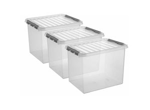 2082891275314 - - 3 Stück Aufbewahrungsbox Q-Line 52L transparent mit Deckel Kunststoffbox 3er Set