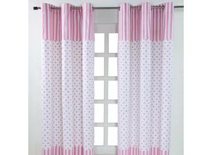 5055967415478 - Gardinen Herzen rosa weiß 2er Set 228 x 137 cm - Rosa Weiß - Homescapes