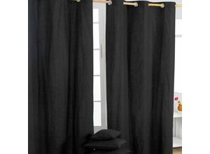 5055967416772 - Gardinen unifarben schwarz 2er Set 228 x 137 cm - Schwarz - Homescapes