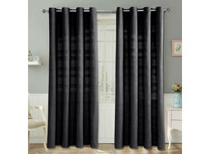 5055967416055 - Gardinen mit Ösen Rajput schwarz im 2er Set 182 x 167 cm - Schwarz - Homescapes