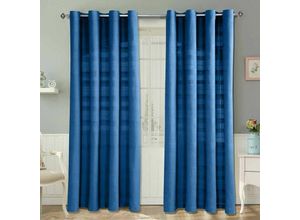 5055967416109 - Gardinen mit Ösen Rajput blau im 2er Set 140 x 140 cm - Blau - Homescapes