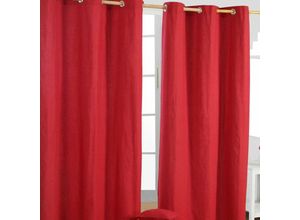 5055967417137 - Gardinen mit Ösen unifarben rot im 2er Set 228 x 137 cm - Rot - Homescapes