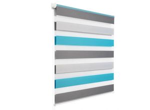 4250367175910 - Doppelrollo Weiss+Grau+Türkis 85x150cm - Woltu