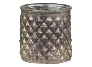 Image of Chic Antique Teelichthalter mit Diamanten Muster, H8/D7,5 cm antik bronze