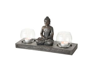 4020606085146 - Windlicht Tablett Buddha L32 B10 H14 cm braun