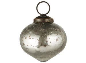 5709898341947 - Ib Laursen Weihnachtskugel bubbled Glas zwiebelförmig Höhe 54 Ø 52 cm silber