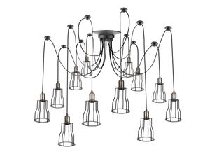 Image of Lampe mit langen Käfigen für 12 Glühbirnen von E27 Gewinde mit 3m Kabel - Primematik