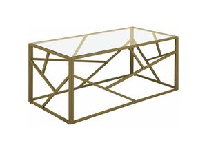 4251682200561 - Beliani - Couchtisch Gold Transparent 50 x 100 cm Glastischplatte Metallgestell Glänzend Zusätzlichen Streben Luxuriös Rechteckig Modern - Gold