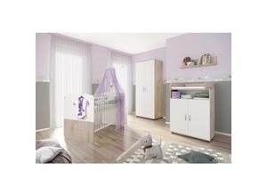 4260347792792 - nonjoo Babyzimmer Lani Set 3 best aus Babybett Kommode Wickelaufsatz Wandboard und Kleiderschrank 2-trg