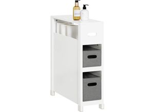 4251388621592 - Sobuy - BZR83-W Nischenregal mit 2 abnehmbaren grauen Körben Küchenregal Badezimmerregal Badschrank Nischenschrank schmales Regal toilettenpapier