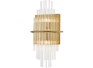 5035128700261 - Dar Lighting - Lukas Designer 2 Light Wandleuchte Antik Gold Glasstäbe