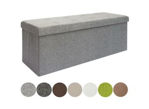 4057216035865 - - Faltbare Sitzbank 110x38x38cm Sitztruhe inkl 2 Trennwände 120L Polsterbank Grau - grau