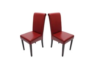 4057651062280 - 2er-Set Esszimmerstuhl Lecce II Leder ~ rot dunkle Beine