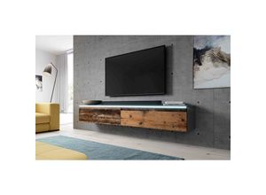 5905351233433 - TV-Kommode Bargo 160 cm Lowboard ohne led Anthrazit-old style wood - Furnix