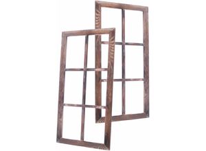 4260700653562 - Spetebo - Deko Fensterrahmen natur geflammt - 2er Set - Holz Wand Rahmen zum Dekorieren