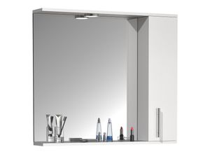 4051814423772 - Badspiegel Wandspiegel 75 cm Hängespiegel Spiegelschrank Badezimmer Drehtür Beleuchtung Lisalo XL (Farbe weiß)