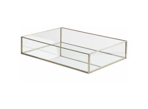 4251682255516 - Beliani - Dekotablett Transparent Silber Glas Metall Spiegeleffekt Rechteckig Elegant - Silber